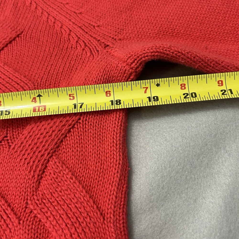 Lands' End Drifter Sweater Women M Coral Pink Cable Knit 100% Cotton Crewneck - Picture 12 of 12
